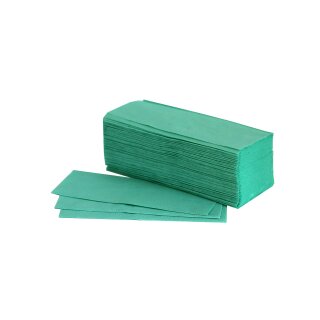 Falthandtücher 2 lagig grün - hochweiß 25 x 23 cm ZZ-Falz - 3200 Stück