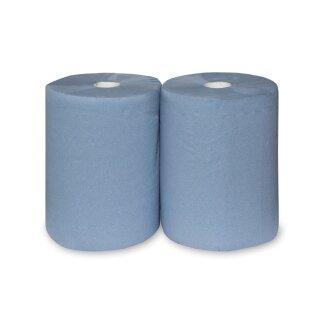 Putzrolle Comfort 37 cm, Kern 60 mm, 3-lagig, 190 m, Zellstoff, blau, verleimt, 500 Abrisse je Rolle - 1 Palette = 60 Rollen