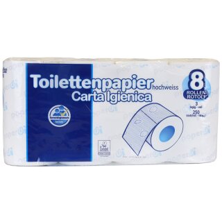 Toilettenpapier Kleinrollen Premium - Zellstoff hochweiß - 3-lagig - 250 Blatt
