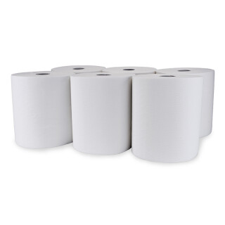 Handtuchrollen Premium 21 cm, Kern 40 mm, 3 lagig, 110 m, Zellstoff, Hochweiß, verleimt, Außenabrollung für Autocut oder Sensor Spender - 5 Paletten = 1200 Rollen