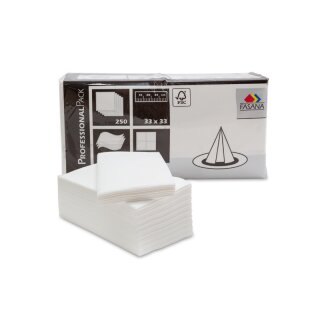 Zelltuch-Servietten, 3 lagig weiß, 1/8 Falz, 33 x 33 cm - 4 x 250 Stück