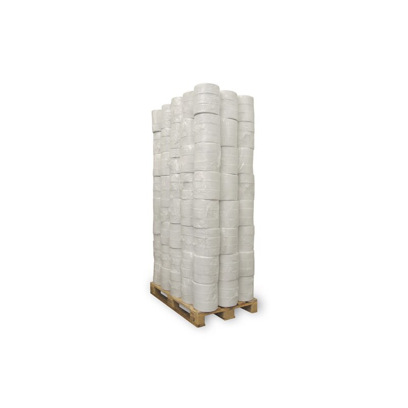 1/2 Palette Toilettenpapier Großrolle Jumbo weiß, Ø 26 cm, 2 lagig, 250 m,  Recycling-Zellstoff-Mix - 168 Rollen