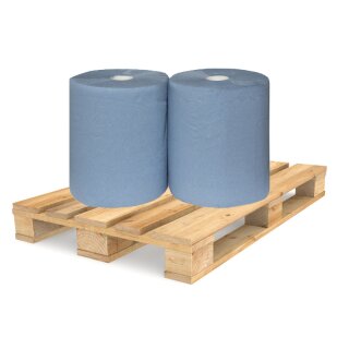 Palette Putzrolle blau 190 m, 3-lagig, 37 cm breit - 500 BLATT - 60 Rollen