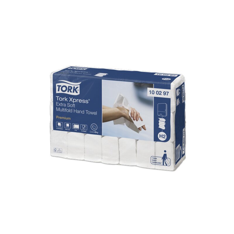 Tork H2 Premium Handtuchpapier Interfold Faltpapier 2-lagig weiß 21 x 34 cm 100297 - 2100 Blatt