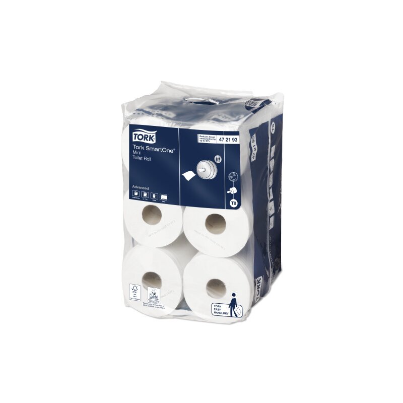 Tork T9 Advanced SmartOne Mini Toilettenpapier 112 m 2-lagig weiß 472193 - 12 Rollen