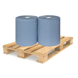 1/2 Palette Putzrolle blau 380 m, 2-lagig, 22 cm breit - 1000 BLATT - 56 Rollen
