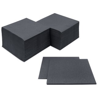 Cocktail-Servietten Schwarz 24 x 24 cm, 2-lagig, 1/4-Falz – 2.400 Stück